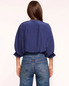 Vina V-Neck Blouse in spring navy | Ramy Brook