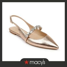 in stock Jewel Badgley Mischka, Evening Flats, Gold Shoes, Gorgeous Shoes, Slingbacks, Evening Shoes, Pointed Toe Flats, Sling Back, Badgley Mischka