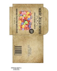 an open box with gummy bears in it on top of a white background and brown paper