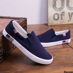 Russoo - Premium Mens Breathable Canvas Loafer Shoes with Non-Slip Design Casual Canvas Flat Slip-ons, Casual Flat Slip-ons, Canvas Slip-ons With Flat Heel, Casual Low-top Slip-on Loafers, Casual Slip-on Low-top Loafers, Casual Canvas Loafers With Rubber Sole, Casual Canvas Loafers With Round Toe, Casual Slip-ons With Rubber Sole, Casual Flat Canvas Slip-ons