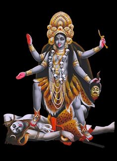 an image of the hindu god sitting on top of a dead animal