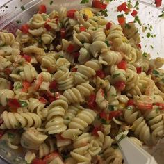 the pasta salad is ready to be eaten