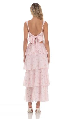 Floral Ruffle Maxi Dress in Pink Prom Dress Inspo, Floral Bridesmaid Dresses, Pink Floral Maxi Dress, Floral Ruffle Dress, Ruffle Maxi Dress, Garden Dress, Prom Dress Inspiration, Cute Prom Dresses, Grad Dresses