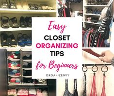 closet organization tips for beginners organized with shoes and bras on the bottom shelf