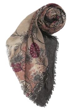 This lightweight and almost sheer scarf can be worn multiply ways. Perfect to wear with brown or tan color sweaters. 100% Soft Hand Polyester Hand Wash Cold or Dry Clean Imported Size: 40" x 78" 2 - sided raw edge finish Brand: Spun Scarves ALL SALES FINAL Edge Scarf, Subtle Luxury, Sheer Scarf, Antique Floral, Printed Scarf, Soft Hand, Tan Color, Raw Edge, Fall Trends