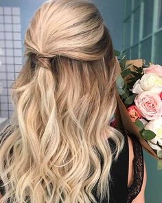 Half Up Half Down Prom, Down Prom Hairstyles, Updos Homecoming, Half Up Half Down Hair Prom, Hair Blond, Romantic Wedding Hair, Half Up Half Down Hairstyles, Prom Hair Down, Braided Half Up