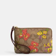 Coach Multi Corner Zip Wristlet In Signature Canvas With Floral Print Product Details Style Number Cr814 Measurements Length: 6.25" Height: 4.0" Width: 0.5" Materials Signature Coated Canvas And Recycled Leather Strap Wrist Strap Attached Features Zip-Top Closure Wrist Strap Attached Iphone 11 Pro Two Credit Card Slots Brown Wristlet With Removable Pouch, Beige Rectangular Wristlet For Spring, Rectangular Beige Wristlet For Spring, Brown Wristlet For Everyday Use, Coach Beige Wristlet, Beige Coach Clutch, Beige Wallets For Spring, Coach Wristlet For Daily Use, Signature Canvas