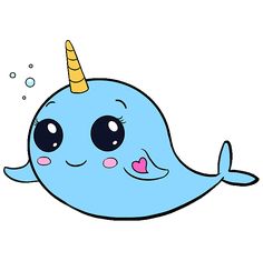 a cartoon narwhale with a unicorn horn on it's head and eyes