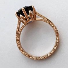 Fabuloius Fleur de Lis Solitaire Engagement Ring | Etsy Unconventional Rings Engagement, Black And Gold Wedding Ring For Women, Bling Engagement Ring, Unconventional Engagement Rings, Vintage Anniversary Rings, Designer Rings For Women, Most Popular Engagement Rings, Popular Engagement Rings, Engagement Rings For Women