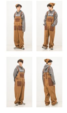 Gbolsos Men's New Japanese Retro Overalls Brown Color Casual Pants Cou – Mvrslands&GbolSOS Overalls Brown, Retro Overalls, Trendy Joggers, Swaggy Outfits, Drawing Clothes, Chilly Weather, Character Outfits, Aesthetic Outfits, A Boy