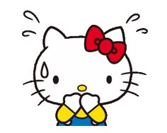 an image of a hello kitty with a bow on it's head and chest