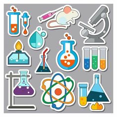 the science sticker sheet is filled with different items