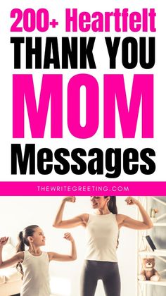 the words thank you mom messages are in pink and black with two women doing exercises