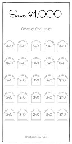 the printable coup sheet for save $ 1, 000 savings challenge is shown in black and white