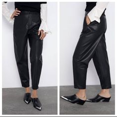 Size Small. Nwt. Waistband 31.5'. Rise 13". Inseam 27". Hips Questions? Leave A Comment Below! High Waisted Black Trousers, Zara Leather Pants, Zara Fall, Pants With Belt, Zara Jumpsuit, White Linen Pants, Cropped Pants Women, Checked Trousers, Embroidered Pants