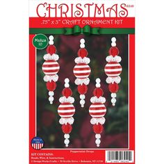 the christmas ornaments kit is shown in red and white