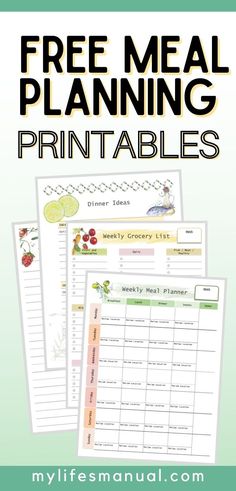 free meal planning printables with the title