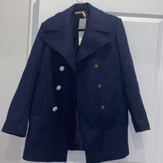 Tory Burch Size 14 Coat. Never Been Worn. It’s Navy Blue.Pristine Condition. Price Is Negotiable. Chic Navy Outerwear With Buttons, Chic Navy Outerwear With Button Closure, Chic Navy Outerwear With Lapel Collar, Navy Double-breasted Long Sleeve Outerwear, Chic Blue Double-breasted Pea Coat, Blue Double-breasted Long Sleeve Pea Coat, Blue Double-breasted Long Sleeve Peacoat, Chic Blue Pea Coat With Lapel Collar, Blue Long Sleeve Double-breasted Peacoat