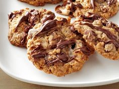 chocolate chip cookies on a white plate