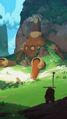 ArtStation - Ancient robot, Allon Kremer Ancient Robot, Landscape Illustration, 판타지 아트, 영감을 주는 캐릭터, Game Artwork, Art And Technology