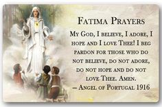 In 1916, the Guardian Angel of Fatima appeared to the three Fatima Children. He revealed these two prayers and asked them to pray them frequently. We too, can pray these prayers in reparation for sins and the conversion of poor sinners. With one of the prayers on the front and the other on the back, these cards are printed on 30 mil plastic, and are made to last. All our products are made in the USA. We offer wholesale pricing for Catholic parishes, schools, organizations and gift shops. Please Miracle Of The Sun Fatima, Nightly Prayer, Saints Prayers, Catholic Saints Prayers, Celtic Prayer, Confession Prayer, Fatima Prayer, Prayers Catholic, Catholic Devotions