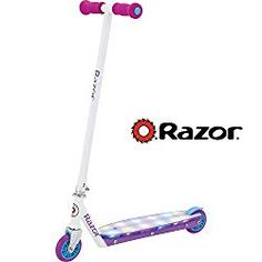 the razor scooter is white and purple