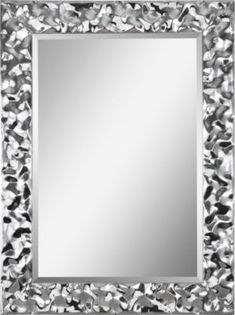 a square mirror with silver leaves on it