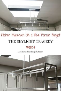 Kitchen Makeover – The Skylight Tragedy | Garrison Street Design Studio Skylight Kitchen, Faux Beams, Beam Light, One Room Challenge, Decorative Wood