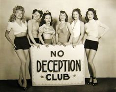 an old black and white photo of six women holding a sign that says, we fake orgasms, not relationshipss