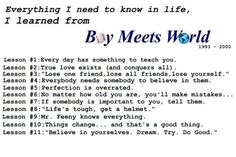 a poem written in blue and white with the words by meets world on it