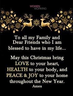 a christmas card with the words to all my family and dear friends who i am