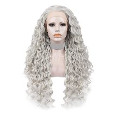 Light Grey Lacewigs Loose Curly Gray Synthetic Hair Wig For Women Cosplay Lace Front Wig 150% Density Adjustable & Breathable Wig Cap Circumference 22.75 Inches 2 Adjustable Straps And 3 Combs Silver Grey Kinky Curly Wig Lace Front Synthetic Wig Can Be Straighten And Heated Within 302 Gray Lace Front Wigs, Viking Cosplay, Widow's Peak, Women Cosplay, Wig Lace, Wig Caps, Fluffy Hair, Synthetic Lace Front Wigs, Blonde Color