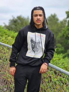 These black hoodies have a print of a one-of-a-kind, hand-drawn portrait of Malcolm X.  A piece like this hoodie was designed by a real man, a free thinker with a conscious mind.  Au-Ratio Performance is about quality not quantity. This garment has been created as a limited special run; it was not created for the masses.    Each hoodie also comes with a unique face mask that can be attached easily. The side pockets have a zip closure, and the quality of this hoodie is exceptional. Limited offer- Original price $275 Custom Artwork Long Sleeve Hoodie For Streetwear, Casual Hoodie With Custom Artwork For Streetwear, Quality Not Quantity, Unique Face Mask, Conscious Mind, A Real Man, Free Thinker, Run It, Malcolm X