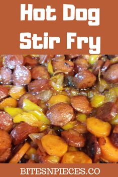 hot dog stir fry is shown with the title above it