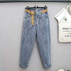 Jeans For Women High Waist Loose Spring Ankle Length Denim Harem Pants – lastrafashion Baggy Ankle-length Jeans, Casual Mid-rise Cropped Jeans With Belt Loops, Casual High Waist Cropped Jeans For Spring, Baggy Ankle-length Jeans For Spring, Casual Non-stretch High Rise Cropped Jeans, Spring Baggy Ankle-length Jeans, Summer Ankle-length Denim Jeans, Casual High Waist Jeans With Belt Loops, Trendy Ankle-length Jeans For Summer