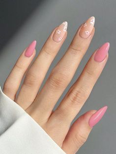 Pink Flower Nails, Chic Nails, Nail Arts, Flower Nails, Cute Acrylic Nails, Acrylic Nail Designs, Trendy Nails