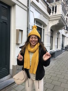 #winteroutfit #winteraccessories #outfitinspiration outfitideas #styleideas #styleinspiration #cuteaccessories #winteraccessories #bloggerstyle #amsterdamstyle #europeanfashion #americanstyle #cozystyle #cutestyle #outfitsforgirls #girloutfits Yellow Beanie, Beanie Scarf