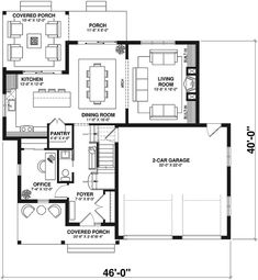 the floor plan for a house with two bedroom and an attached garage, as well as a