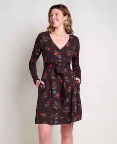 Dress up or down, no comfort sacrificed. A faux wrap is cute as can be but will stay secure, and a self-tie adds a bonus dose of pizzazz. Floral Print Wrap Dress With Surplice Neckline For Fall, Fall Wrap Dress With Surplice Neckline For Brunch, Casual Long Sleeve Wrap Dress For Fall, Fall Surplice Neckline Wrap Dress For Brunch, Surplice Neckline Wrap Dress For Fall Brunch, Fall Wrap Dress With Tie Waist And Surplice Neckline, Fall Wrap Dress With Surplice Neckline And Tie Waist, Fall Wrap Dress With Tie Waist For Brunch, Tencel Dress