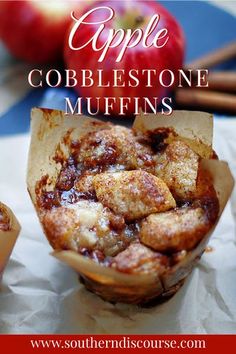 apple cobblestone muffins with cinnamon in the middle