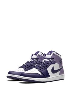 Jordan Air Jordan 1 Mid "Blueberry" Sneakers - Farfetch Purple Basketball Shoes For Streetwear, Purple Basketball Shoes With Boost Midsole For Streetwear, Nike Air Force 1 Purple Lace-up For Sports, Purple Leather Low-top Jordan Shoes, Sporty Purple Jordan Shoes For Streetwear, Purple Sporty Jordan Shoes For Streetwear, Sporty Purple Jordan Shoes With Rubber Sole, Purple Custom Sneakers With Boost Midsole For Streetwear, Purple Sporty Jordan Shoes With Rubber Sole