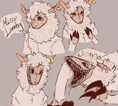 some drawings of sheep with different facial expressions