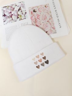 Heart Print, Beanie Hats, Winter Women, Floral Tie, Winter Hats, Fall Winter, Cute Outfits, Women Accessories