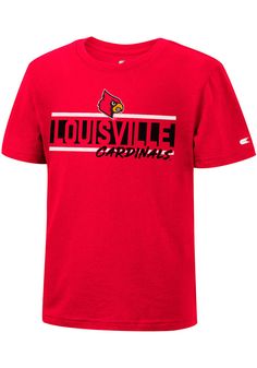 Get your future Cardinals fan ready for the tailgate in this Louisville Cardinals Toddler Red Short Sleeve Tee. This Louisville Tee features a Screen print team logo. Screen print team graphic, Ribbed Collar, Crew neckline, Perfect for any young sports fan!, Import, Domestic University Red Collegiate Tops For Fan Gear, University Red Sports Fan Top For Game Day, Red School Spirit Fan Gear Top, Red School Spirit Tops For Sports Events, University Red Tops For Game Day, Collegiate Red Fan Gear T-shirt, Red Collegiate Fan Gear T-shirt, Red Tops With Team Name For School Spirit, Red Tops With Team Name For Game Day