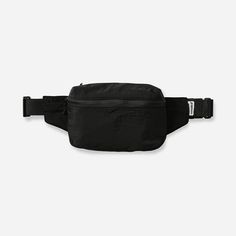 a black fanny bag on a white background