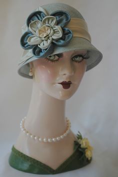 Ladies Straw 1920s Cloche, Blue/Green, Handmade Flapper Hat. $185.00, via Etsy. 1920s Hat, Barbie Hat, Flapper Hat, Old Fashion Dresses, Straw Hat, Festival Captain Hat, Straw, Blue Green, Captain Hat