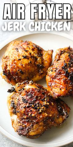 air fryer teriyan chicken on a white plate with the title above it