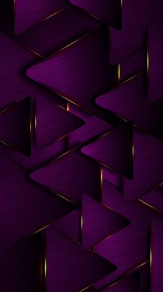 an abstract purple background with gold lines and shapes in the shape of triangles on top of each other