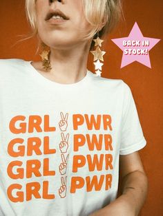 Girl Power Tee Girl Power Tee, 80s And 90s Fashion, Rainbow Outfit, Photoshoot Idea, Feminist Shirt, Orange Aesthetic, Tumblr Outfits, Harajuku Fashion, Ladies Day