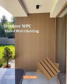 an outdoor wall cladding is shown with the words, outdoor wfc fluved wall cladding